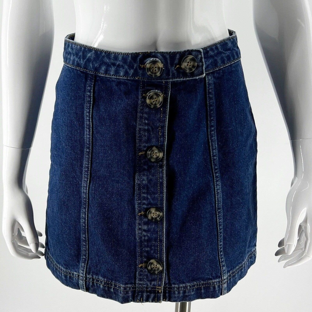 BDG Jean Skirt Size S Dark Blue Denim Button Up High Waist Mini Urban Outfitters